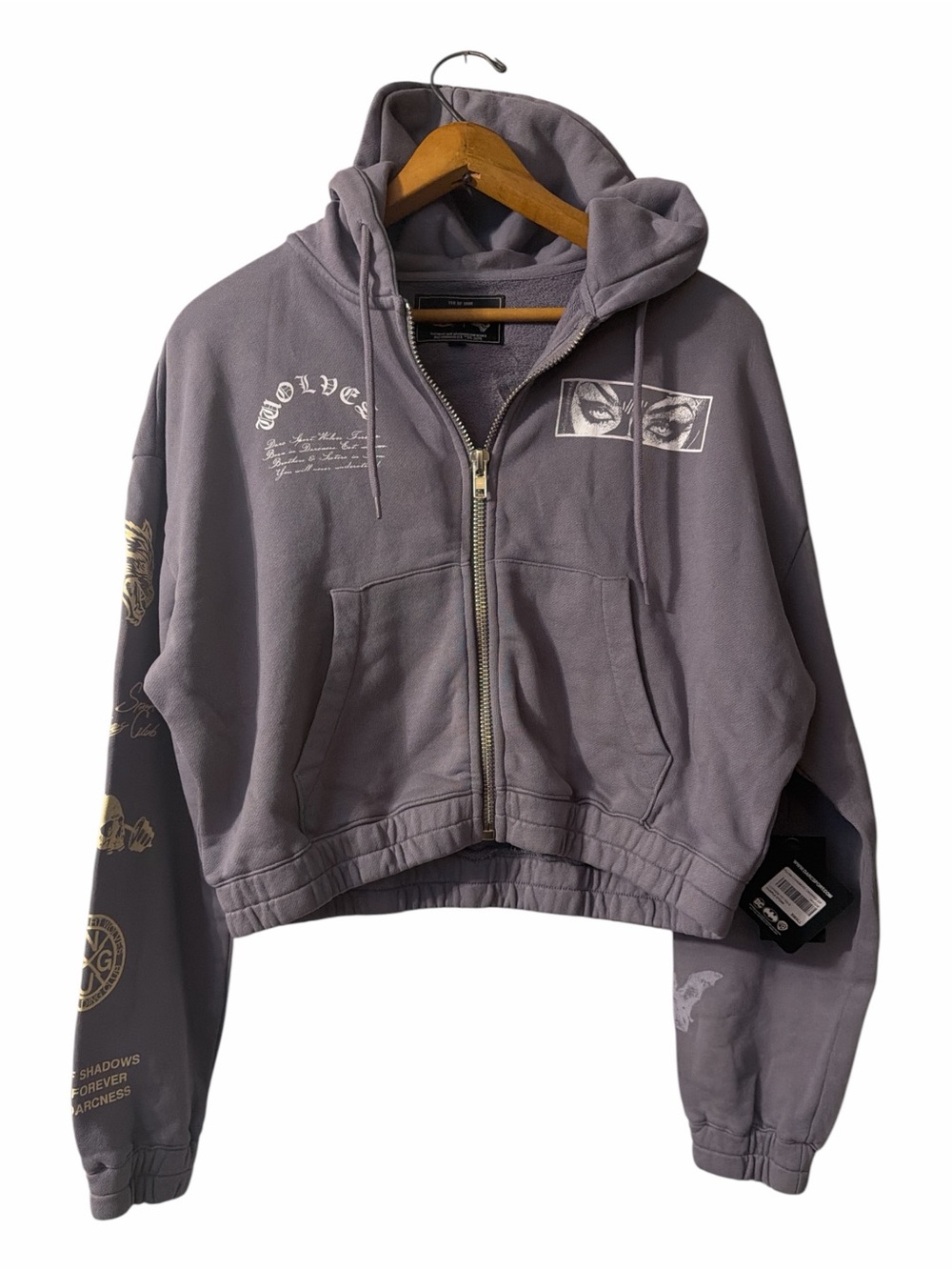 Batman Cropped Zip Hoodie Purple Stone NWT DC Villain Chambers Darc Sport Small